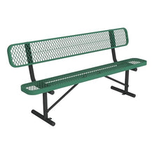 Norwood Commercial Furniture Open Air Series 6' Heavy Duty Outdoor Bench with Back – Commercial Grade Steel, Thermoplastic Finish – Portable Park, School, Campus, or Business Seating