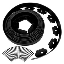10M Garden Edging Borders with 30Pcs Stakes Flexible Lawn Kit Landscape Border for Flower Beds and(Black)