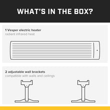 Big Ass Fans Vesper - Hardwired Electric Infrared Heater, Indoor/Covered Outdoor Spaces, Adjustable Angle Wall/Ceiling Mount, Black Extruded Aluminum