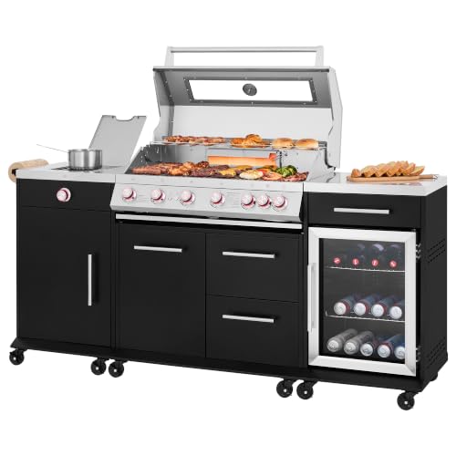 Grills House OK6001T Outdoor Kitchen Gas Grill Silver & Black