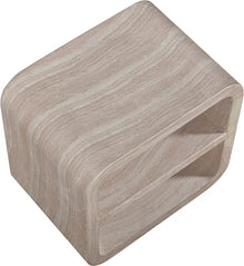 Meridian Furniture 77062Travertine-ET Calix Collection Art Deco Indoor/Outdoor Concrete End/Side Table with Water-Transfer Finish, 20" W x 14" D x 20" H, Travertine
