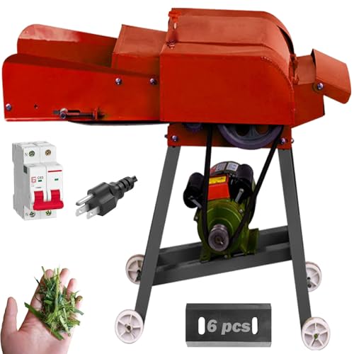 TXMACHINE® Grass cutting machine Hay Crusher Chaff Cutters Corn Straw Cutter Pulverizer for Feed Process with conveyor belt Miniature Circuit Breaker 2.2KW (220V, 6 blades)