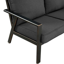 Oakland Living Black Aluminum Patio Deep Seating Outdoor Two Seater Loveseat with Black Cushions