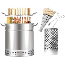 piudoiliy Smokeless Charcoal Smoker Grill, Vertical Barbecue Stove,with 360 Degrees Roasting Rack,for Camping and Outdoor Cooking (30 * 30 * 41cm)