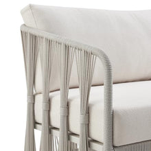 Armen Living Breeze 78 in. Cream Metal Outdoor Sofa with Pearl Cushions