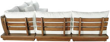 Meridian Furniture 111White-Sec5D Mirella Collection Modern | Contemporary Outdoor Patio L-Shaped 5pc. Modular Sectional with Solid Teak Frame, Water Resistant Fabric, 112" W x 112" D x 27" H, White