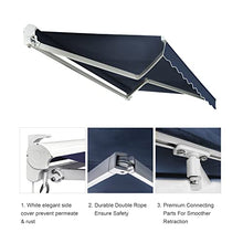Diensweek Patio Awning Retractable 15'x10', Fully Assembled Motorized Electric Commercial Grade - Quality 100% Dope-dyed Acrylic Window Door Sunshade Shelter - Deck Canopy Balcony (15'x10', Navy Blue)