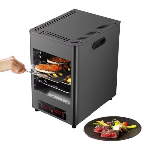 JYXYXSCP 1700w Smart Touch Screen Steak Grill Oven,W/8 Grilling Slots,Top Infrared Light Wave Heating,5min Fast Preheating,Max Temperature 800℃