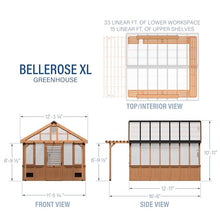 Backyard Discovery Bellerose XL 13' x 11' Cedar Wood and Polycarbonate Walk-in Greenhouse Kit with Pergola, Exhaust Fan, Windows, Hose Hook-Ups, PowerPort, Staging Shelves for Outdoor Gardening