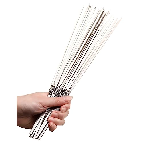 NYTFHMS Shish Kabob Skewers, Barbecue Sticks, Stainless Steel Grilling Skewers, Easy to Wear Meat, Reusable, for Camping, Party,35 * 0.36 * 0.1cm-500