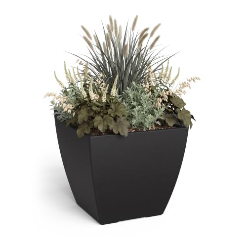 Mayne Kade 24in Self-Watering Modern Square Planter, Black