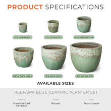 Emissary Home and Garden 18.5in. L x 15.5in. H Reef/Spa Blue Stoneware Round Planter with High-fire Treatment (Set of 1)