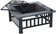 BBQ Grill Outdoor Fire Pit BBQ Grill, Outdoor Square Metal Firepit, Garden Fire Pits,Fireplace Garden Stove BBQ Fire Pit Charcoal Rack with Mesh Cover,Outdoor Fire Pits