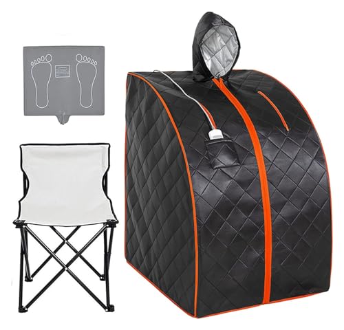 DKDZZXHUS Personal Infrared Sauna for Home, Portable Foldable Sauna Tent with Heating Foot Pad & Chair, Far Infrared Detox Spa, 140°F Temperature Control, 60min Timer, Easy Storage Dark Gray