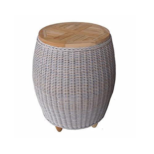 Padma's Plantation Outdoor Paradise End Table With Teak Top Kubu Grey