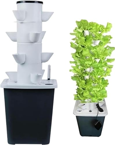 RWGOVLU Garden Hydroponic Growing System 15/20/25/30 Pods Hydroponics Tower Apartment Grow Kit Aquaponics Planting System with Hydration Pump, Adapter, Network Pots, Herbs Timer