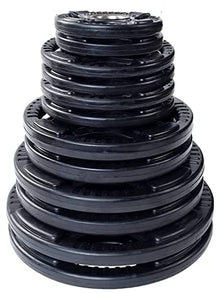 French Fitness Rubber Grip Weight Plate Set w/ 7 ft Olympic Bar 305 lbs