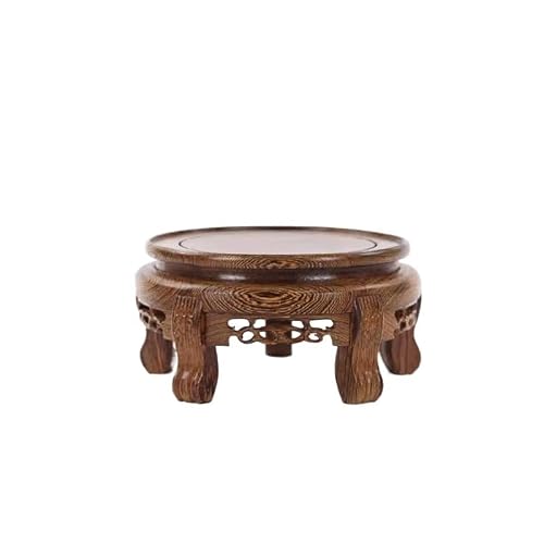 QUANGJN Pcs Plants Saucers Flower Pot Base Solid Wood Carved Crafts Ornaments Vase Base Round Bonsai Buddha Statue Fish Tank Base Plant Pot Saucers,