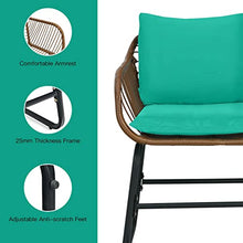 DUYHBAWRS 3PCS Patio Rattan Bistro Set Cushioned Chair Glass Table Deck Armchair Square(D)