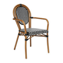 EMMA + OLIVER Colmar Indoor/Outdoor Bistro Set Black & White Rattan/Natural Frame