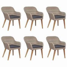 Heofavd 7 Piece Outdoor Dining Set BrownSolid Acacia Wood Rectangular Table 78.7 x 35.4 in with 6 Chairs Cushioned Seat Patio Furniture Set for Garden Patio Balcony