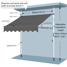 Retractable Patio Awning Adjustable Waterproof Canopy with Hand Crank Balcony Sun Shade Shelter for Windows & Doors - Red & White Frame 400cm Size