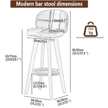Counter Height Chairs,Wooden Bar Stools Set of 2, Kitchen Breakfast High Stool with Padded Back & 360 Degree Rotation Seat, Nordic ic Bar Chair for Dining Room, Cafe, Counter,Brown,63cm/24.8"(Black,73