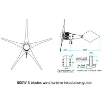 AUECOOR 1760 Watts 24V Solar Wind Hybrid System for Home Off Grid System: 8 x 120W Mono Solar Panel + 800W Wind Turbine + Accessories