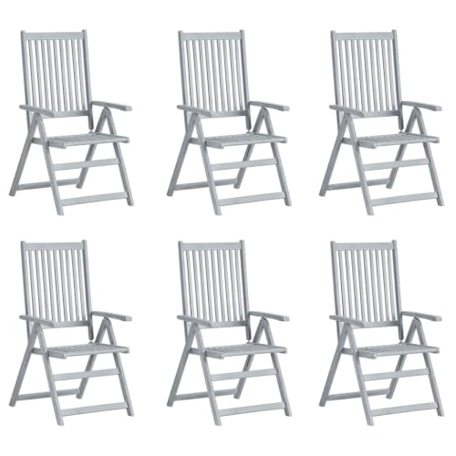 Patio Reclining Chairs 6 pcs with Cushions Solid Acacia Wood Outdoor