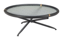Aneis Coffee Table Black, Black Coffee Table, Modern Style, Tempered Rippled Glass Round Shape Tabletop, Fir Wood, Indoor Living, 39.4" W x 39.4" D x 15.7" H
