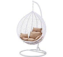 Island Gale Hanging Swing Wicker Basket Chair Outdoor Front Porch Furniture with Stand and Cushion
