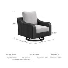 Signature Design by Ashley Beachcroft Casual Outdoor Weather Resistant Rust Free Swivel Lounge Chair with Removable Cushion, Light Gray & Black