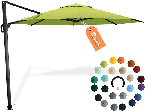 Midtown Umbrellas 10 Ft Outdoor Cantilever Patio Umbrella Black Frame Sunbrella Macaw