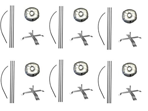 Cobb Promo Feather Flag Telescoping Hardware 14ft Pre Curved Pole Kits with Cross-Base and Weight-Donut Hardware Only. (Pack 6)