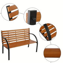 DUYHBAWRS Garden Bench Hardwood Slotted Steel Frame Outdoor Patio Garden Bench Park Seat