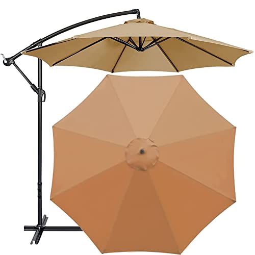 FKTHYO Parasols Patio Umbrella Cover Cloth 2.7/300cm,Polyester Replacement Canvas, 6 Ribs 8 Ribs Outdoor Table Umbrella Canopy Sun Shade Cover Replacement Cloth for Umbrella,Khaki-300cm/9.8ft (6ribs)