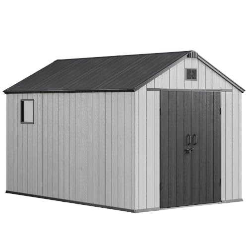 Dastiaque Outdoor Storage Shed,8x12FT Resin Storage Shed for Backyard Patio