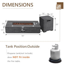 COSIEST 56" Rectangular Outdoor Propane Fire Pit Coffee Table w Concrete Rectangle Base, Certified, 50,000 BTU, Free Lava Rocks and RainCover, Fits 20lb Tank Outside,Tank Cover, Gray