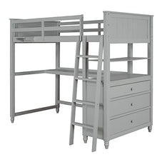 Harper & Bright Designs Twin Loft Bed with Desk and Storage Gray