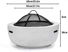 Outdoor Fireplace, Round Charcoal Concrete Fire Pit and Fireplace with Spark Arrester, Grill and BBQ for Outdoor Patio, Garden, Patio, B