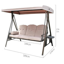 2/3-Seat Outdoor Patio Swing Chair with Adjustable Canopy, Heavy Duty Steel Frame Porch Swings, Thickened Cushions &2 Side Cup Holder, All Weather Patio Furniture(3-Seater)