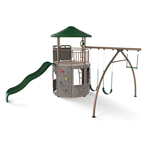 Lifetime Adventure Tower Metal Playset Swing Set Green