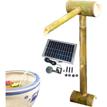 GenSDH Handmade Bamboo Fountain Kit, Solar Bird Bath Fountain, Outdoor Waterfall Feature, Garden Water Spout with Pump, for Lawn, Backyard Pond, Rockery, Stone Trough, 31.5In,27.6in