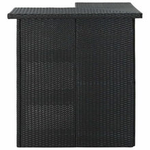 Molumvel 8 Piece Poly Rattan Patio Bar Set, Outdoor Garden Furniture with 2 Tables, 6 Stools and Cream Seat Cushions, Weather-Resistant Black Wicker Bar Table Set