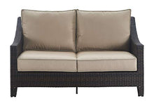 Serta Tahoe Brown Resin Wicker Outdoor Patio Loveseat with Thick Cushion