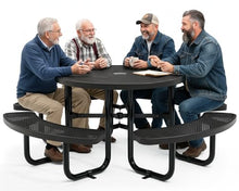 OUTTANS Commercial Metal Picnic Table (Black, 46in, Round, Punched Steel)