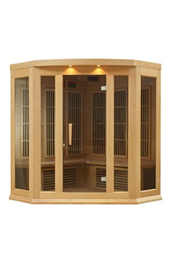 DYNAMIC SAUNAS Maxxus 3 Per Low EMF FAR Infrared Carbon Corner Canadian Hemlock Sauna Natural Finish