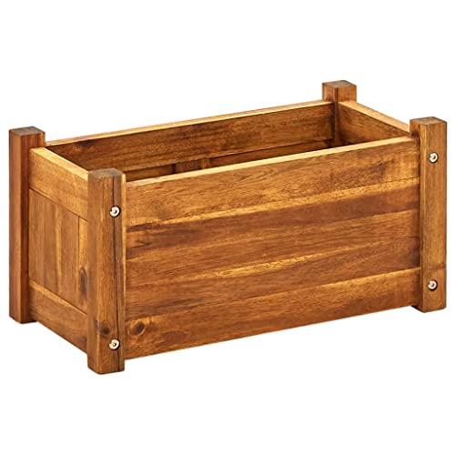 HYUWANGYU Garden Raised Bed Acacia Wood 19.7"x9.8"x9.8",Pots & Planters-9.68lbs,Non-Slip