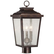 THE GREAT OUTDOORS Irvington Manor 3 Light Post Mount in Chelesa Bronze Finish with Clear Seeded Glass