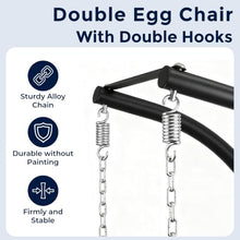 SWITTE Double Egg Chair Outdoor with Stand, Patio Hanging Swing, Beige